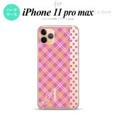 iPhone11ProMax iPhone11pro max スマホケース ハードケース タータン ドット ピンク +アルファベット メンズ レディース nk-i11pm-1532i