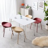 ダイニング家具 ダイニングセット ダイニングテーブルセット 4人用 4人掛け 5点セット ダイニングチェア 4脚セット 椅子 イス 食卓テーブル 長方形 角形 白脚 シルバー脚 かわいい ファミリー向け 家族 リビング