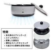 多機能灰皿 自動消火 灰皿 充電式 フィルター付き 芳香剤対応 蓋付き 分煙 喫煙具 室内 デスク ニオイ対策 煙 吸引 コンパクト グレー 面白ギフト 忘れ防止 日本語説明書 ※数量選べます