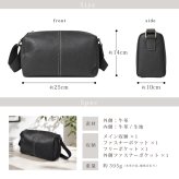 本革 ショルダーバッグ メンズ レディース 斜めがけ 牛革 2WAY 大容量 軽量 レザー 肩掛け ユニセックス シンプル おしゃれ ファスナー ポケット 通勤 通学 旅行 黒 ブラック