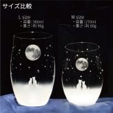 《送料無料》 ［名入れ可］猫モチーフグラス【vol.1-fm】 一緒にみる満月の夜空 ねこ ネコ にゃんこ