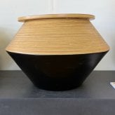 鉢カバー おしゃれ 大型 15号 φ45×H29cm Lサイズ 植木鉢 KONTON コントン アルマ ジャー 丸型 浅型 平鉢 竹 水草 室内 屋内 高級 北欧 モダン ナチュラル 観葉植物用 サボテン 多肉植物 特大 玄関 プランター 底穴なし 白 黒