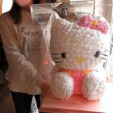 誕生日プレゼント 彼女 キティ ミニローズ 花束風ギフト レインボーローズ プリザーブドフラワー入りギフト ケース付き　