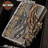 ジッポライター ハーレーダビッドソン ZIPPO かっこいい アンティーク シルバー＆ゴールド 金銀 古美仕上げ 3面メタル 鷲 日本国内限定モデル メンズ ギフト