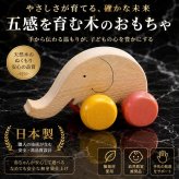 [日本製安心おもちゃ]　はなたれ小象　[押しぐるま 愉快で楽しい 木のおもちゃ 車 押し車 カタカタ 知育玩具 日本製 誕生祝い 赤ちゃん おもちゃ おしぐるま 6ヶ月 1歳 2歳 3歳 誕生日ギフト 出産祝いにお薦め♪男の子 女の子 木工職人手作り 親子 木育 マッサージ 背中コロコロ ]