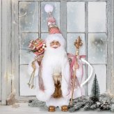 ヨーロピアンスタイルサンタクロース ピンク 高さ30cm クリスマス オブジェクリスマスグッズ オーナメント ノエル 人形 ドール 北欧 置物