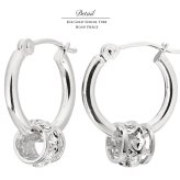 ハワイアンジュエリー フープピアス ピアス ホワイトゴールド ピアス 外径15mm クロッシングピアス プルメリア 透かし バレル 樽 ゴールド 揺れる 片耳(1個)購入可 K14ホワイトゴールド 14K 20G ゲージ BY THE SEA バイザシー プレゼント ハロウィン 【品番：GE221W】