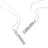 ハワイアンジュエリー ペアネックレス 刻印無料 スクロール 波 スティック プレート シルバー925 チェーン付 メンズ レディース 男女兼用 【彼氏・彼女・夫・妻へのプレゼントに】誕生日 記念日 クリスマス バレンタイン ホワイトデー 贈り物 ギフト お守り 永遠 30代 40代 50代