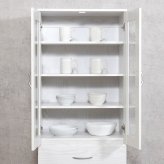 ハイキッチンキャビネット 180*60 オーク オーク・オークホワイト 2色展開 キッチン収納 食器棚 レンジ台 省スペース おしゃれ シンプル 新生活 家具 インテリア 不二貿易
