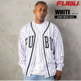 FUBU フブ ベースボールシャツ メンズ レディース fam-62714 長袖 ストライプ ユニフォーム ゲームシャツ アップリケ 刺繍 ロゴ オーバーサイズ ストリート ヒップホップ ダンス カジュアル トップス M L XL XXL 2026FW Karlas