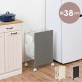 収納家具 ラック ゴミ箱 ごみ箱 ダストボックス おしゃれ ゴミ袋掛け ワゴン 分別 目隠し カバー 省スペース 袋かけ フック付き キャスター付き 防水 ラタン調 シンプル ワイド 約幅38×奥行28×高さ60.5cm 分別ごみ箱 引っ越し 新生活