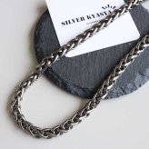 チタン製 軽い ウィートチェーンネックレス 高密度 チタンネックレス 幅7mm シルバー 燻し風加工 つけっぱなし メンズ 男性 金属アレルギー対応