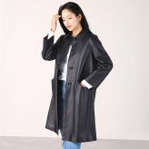 本革 レザーコート レディース ラム革 軽い 秋 ステンカラー ロングコート カジュアル アウター 革コート 女性 大人 上品 ネイビー 7号 9号 11号 13号 レザー コート ステンカラーコート 革 ギフト プレゼント 6F (04000093r)