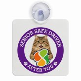 カーサイン 高齢者マーク SENIOR SAFE DRIVER サイベリアン 車内用 吸盤タイプ 収れん火災防止タイプ 肉球 日本製 車 ステッカー