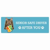 カーサイン 高齢者マーク SENIOR SAFE DRIVER ラパーマ ステッカー シール 長方形 20x6.7cm 肉球 日本製 車