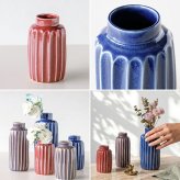 陶器の花瓶 削ぎ ロング S・M・L フラワーベース セン トーツウ｜レッド ブルー パープル｜ おしゃれ かわいい｜北欧 カフェ風 インテリア 一輪挿し 花びん 花器｜ギフト プレゼント 新生活 母の日【TOTU】