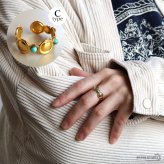 ステンレス ボヘミアンリング 3タイプ ターコイズ 18KGP ゴールド gold エスニック オープンリング フリーサイズ レディース 女性 指輪 金属アレルギー対応