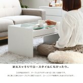 テーブル ガラス ホワイト 白 リビング かわいい ロー 収納付き 韓国 インテリア 北欧 ディスプレイ コレクション 小さめ 一人暮らし 新生活 シンプル 長方形 強化ガラス 木製 幅75cm iwt-902