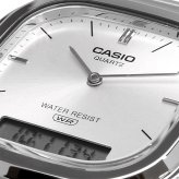 CASIO カシオ アナデジ ANA-DIGI クオーツ 腕時計 Edgy Collection AQ-240E-7A ユニセックス デュアルタイム シルバー 海外モデル [並行輸入品]