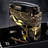 ZIPPO ハーレーダビッドソン ジッポ ライター イオンブラック＆アンティークゴールド 3面メタル 国内限定モデル 両面加工 黒金 かっこいい おしゃれ メンズ ギフト プレゼント