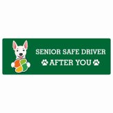 カーサイン 高齢者マーク SENIOR SAFE DRIVER ミニチュアブルテリア ステッカー シール 長方形 20x6.7cm 肉球 日本製 車