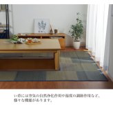 夏ラグ 夏用カーペット 堀こたつ 掘りごたつ 堀り 炬燵 い草 ラグ 敷 市松 くり抜き 付属 マジックテープ 連結 裏 不織布 約191×250cm（中抜き:約90×120cm）