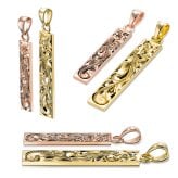 ゴールド ネックレス ハワイアンジュエリー ネックレス ペアネックレス 2本セット 刻印 無料 誕生石 スクエア バー Sサイズ Lサイズ 14K K14ゴールド K10カットあずきチェーン太さ0.9mm 2本セット カップル 夫婦 プレゼント ハロウィン 【品番：CG-GP122-GP123P-228SDC4】