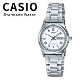 箱なし カシオ 腕時計 レディース CASIO ホワイト シルバー ローマ数字 曜日 日付 カレンダー メタルベルト シンプル 仕事 通勤 海外モデル 逆輸入 プレゼント ギフト 成人 卒業 入学