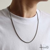純チタン製 チェーンネックレス 細身 軽い 丈夫 メンズネックレス メタルネックレス 濃い目 シルバー 幅2mm 60cm グレー シンプル 滑らか 肌触り 男性 金属アレルギー対応
