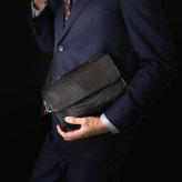 スモールクロコダイル ヌメ革 メンズ セカンドバッグ 2way ショルダーバッグ GranCroco センター取り 一枚革 かぶせ開閉 立ち上がりハンドル A5収納 ミニポケット 希少 本革 高級 レザー 鞄 保証書付 プレゼント ギフト 4FA (06002004-mens-1r)