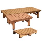 ウッドデッキ デッキ縁台180×58 3点セット ウッドデッキ風 簡単 縁側 本格的 DIY 木製 天然木 庭 ベランダ マンション おしゃれ 小型 北欧 ガーデン 屋外 家具 ブラウン ダークブラウン ライトブラウン エクステリア 2個組