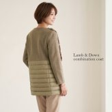 カルガンラム ダウン コンビネーション ノーカラーコート/レディース ダウンコート ファー付き カシミヤコート 冬 異素材 ノーカラーコート ミディアム 30代 40代 50代 ギフト プレゼント 7F (01000713r)