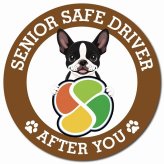 カーサイン 高齢者マーク SENIOR SAFE DRIVER ボストンテリア マグネット 強力 直径13cm 肉球 日本製 車 ステッカー