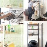 収納家具 ラック カゴ付き伸縮ランドリー Rizo（リソ） 幅66.5～90×奥行き40×高さ190.5cm 合成樹脂化粧繊維板 スチール アジャスター付き ブ ホワイト ブラウン ベージュ sh-692c【北海道・沖縄・離島以外送料無料】