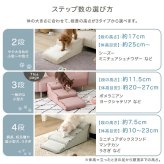 ペットステップ 3段 犬用階段 ドッグステップ 小型犬 シニア犬 老犬 ソファ ベッド 昇り降り 足腰サポート 洗えるカバー 中生地防水 ベロア フリル おしゃれ 北欧 本体日本製 【Chammy チャミー】