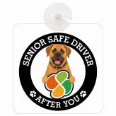 カーサイン 高齢者マーク SENIOR SAFE DRIVER 土佐犬 車内用 吸盤タイプ 収れん火災防止タイプ 肉球 日本製 車 ステッカー