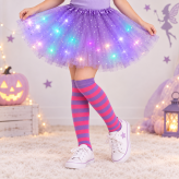 【再入荷＋新色追加】 光る★ LEDライト付き チュールスカート KIDS キッズ ハロウィン お祭り 夏 夏祭り 花火大会 迷子防止 衣装 仮装 コスプレ スカート チュチュ パニエ 子供 女の子 パーティー クリスマス ドレスアップ イベント 発表会 ダンス dance お揃い Halloween プレゼント ギフト