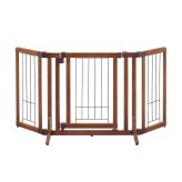 リッチェル Richell ペット用 木製おくだけドア付ゲート S ブラウン 犬 ゲート 柵 屋内 小型犬 折りたたみ 置くだけ 幅調節可 通り抜け防止 脱走防止 ゴム脚付き