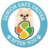 カーサイン 高齢者マーク SENIOR SAFE DRIVER ポメプー マグネット 強力 直径13cm 肉球 日本製 車 ステッカー