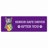 カーサイン 高齢者マーク SENIOR SAFE DRIVER ロシアンブルー ステッカー シール 長方形 20x6.7cm 肉球 日本製 車