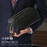 セカンドバッグ スモールクロコダイル マット加工 ダブルファスナー 日本製 メンズ 本革 クロコ レザー ハンドル付き シンプル ギフト プレゼント 4FA (06002011r)