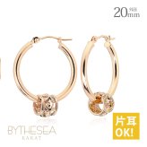 ハワイアンジュエリー フープピアス ピアス ピンクゴールド ピアス 外径20mm クロッシングピアス プルメリア 透かし バレル 樽 大ぶり ゴールド 揺れる 片耳(1個)購入可 K14ピンクゴールド 20G ゲージ BY THE SEA バイザシー プレゼント ハロウィン 【品番：GE231R】