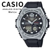 箱なし カシオ 腕時計 メンズ ブラック シルバー アナデジ CASIO 海外モデル 10年電池 100m防水 ワールドタイム ストップウォッチ タイマー アラーム スポーツ プレゼント ギフト 成人 卒業 入学
