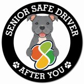 カーサイン 高齢者マーク SENIOR SAFE DRIVER スタッフォードシャーブルテリア マグネット 強力 直径13cm 肉球 日本製 車 ステッカー