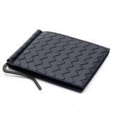 選べる2色 ボッテガヴェネタ 二つ折り財布 メンズ マネークリップ イントレチャート BOTTEGA VENETA 小銭入れなし カード入れ6枚 本革 レザー エスプレッソ ネイビー 薄型 123180 V47W1