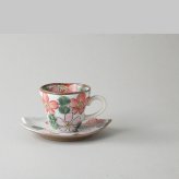 手描き赤桜 コーヒー碗皿 陶器 美濃焼 やきものの里から、暮らしを贈ります。　ギフト 食器 セット テーブルウェア