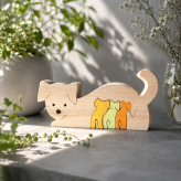 イヌの家族の組み木｜親子犬の木製置き物｜犬のインテリア・組み木｜ハンドメイド