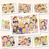 金婚式の記念に、飾りたくなる似顔絵を贈りませんか。初めての似顔絵注文でも安心です。 似顔絵 プレゼント 金婚式 ギフト 手描き 名入れ 贈り物 金婚式 銀婚式 結婚記念日 大人数 家族 祖母 夫婦 おじいちゃん おばあちゃん 名入れ 修正無料 下書き確認 宝物 喜ばれる かわいい 実績多数 親孝行 長寿 50周年 感謝 結婚記念日 オーダーメイド 二次会 イラスト 百寿祝い 結婚祝い 傘寿祝い