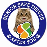 カーサイン 高齢者マーク SENIOR SAFE DRIVER アメリカンカール マグネット 強力 直径13cm 肉球 日本製 車 ステッカー
