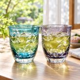 卒業 退職 名入れ ギフト SXX 切子 清涼カラーグラス 単品 / プレゼント ギフト 退職 記念 誕生日 古希 喜寿 早寿 長寿 祝い 紫 青 選べるカラー 数量限定